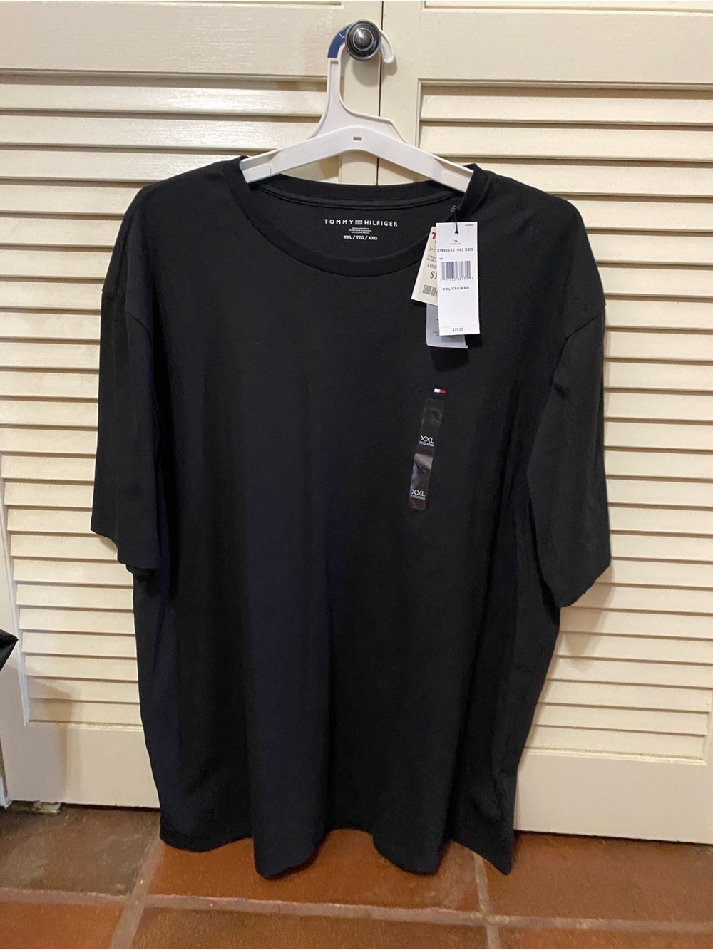Tommy Hilfiger Black Short Sleeve Crew Tee with Chest Flag